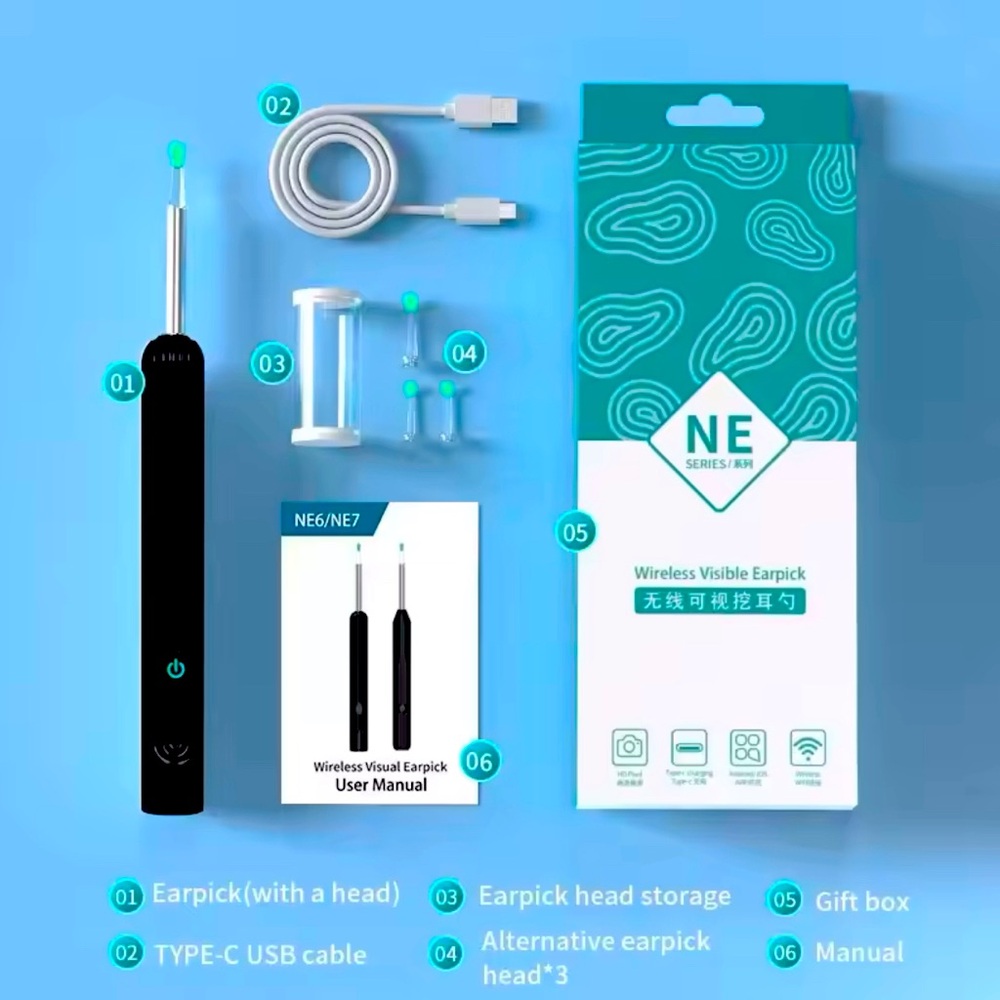 Smart Ear Cleaner Tool Camera LED Light Wireless Otoscope Ear Cleaning Kit